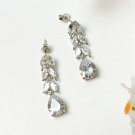 Spectacular Leaves Shape Zircon 18k White Gold Plated Drop Dangle Earring