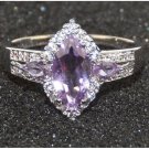 Size 10 Handmade Genuine 2.50ctw Amethyst & CZ Around Silver Ring Size 10 Handmade Genuine 2.50ctw Amethyst & CZ Around Silver Ring