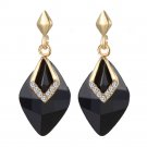 Beautiful Fashion Modern Rhombus Crystal Earrings-Black