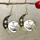 WOW!!! New Fashion Cute Moon Sleeping Cat Enamel Dangle Hook Earrings WOW!!! New Fashion Cute Moon Sleeping Cat Enamel Dangle Hook Earrings