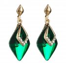 Beautiful Fashion Modern Rhombus Crystal Earrings-Green