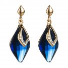 Beautiful Fashion Modern Rhombus Crystal Earrings-Blue