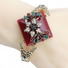 Luxury Turkish Ethnic Red Square Crystal 7 in Bracelet Antique Gold Color Luxury Turkish Ethnic Red Square Crystal 7 in Bracelet Antique Gold Color