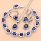Magnificent 4 pc 925 Sterling Silver Created Sapphire Jewelry Set Magnificent 4 pc 925 Sterling Silver Created Sapphire Jewelry Set