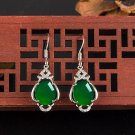 Impressive Retro Ethnic Green Jade & Zircon 925 Sterling Silver Earrings Impressive Retro Ethnic Green Jade & Zircon 925 Sterling Silver Earrings