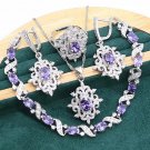 Awesome 4 pc 925 Silver Created Tanzanite Jewelry Set - 8, 9 ring size