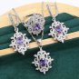 Awesome 4 pc 925 Silver Created Tanzanite Jewelry Set - 8, 9 ring size
