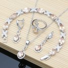 Magnificent 4 pc 925 Sterling Silver Created Champaign Topaz  Jewelry Set