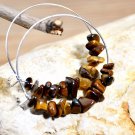 Awesome Handmade Silver 1.75 inch Circle of Natural Tiger Eye Stone Earrings
