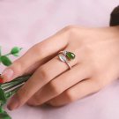 Magnificent Natural Hetian Jade Leafs Sterling Silver Open Ring Magnificent Natural Hetian Jade Leafs Sterling Silver Open Ring