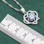 Heart Shaped 4 pc 925 Silver Created Mystic Topaz Jewelry Set - 8, 9 ring size