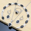 Magnificent 4 pc 925 Sterling Silver Created Black Diamond Jewelry Set Magnificent 4 pc 925 Sterling Silver Created Black Diamond Jewelry Set