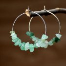Awesome Handmade Silver 1.75 inch Circle of Natural Aventurine Stone Earrings