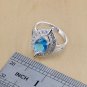 Awesome 4 pc 925 Silver Created Blue Topaz Jewelry Set - 8, 9 ring size