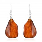 Natural Baltic Cognac Amber Wave Design Hook Earrings in 925 Sterling Silver Natural Baltic Cognac Amber Wave Design Hook Earrings in 925 Sterling Silver