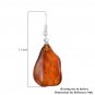 Natural Baltic Cognac Amber Wave Design Hook Earrings in 925 Sterling Silver