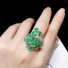 Unique Cluster Emerald & Zircon 925 Sterling Silver Ring Unique Cluster Emerald & Zircon 925 Sterling Silver Ring