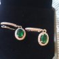 AAA Quality Natural 4*6mm Each Emerald Dangle Earrings Platinum Over 925 Silver