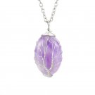 Natural Stone Tree of Life Oval Shaped Amethyst Pendant on 18in Chain Natural Stone Tree of Life Oval Shaped Amethyst Pendant on 18in Chain