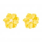 Beautiful Fashion Yellow 3-Dimensional Flower With Pearls Stud Earrings