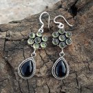Sensational Retro Handmade Obsidian & Peridot Hook Dangle Earrings