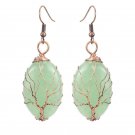 Beautiful Handmade Natural Tree of Life Aventurine Stone Oval Shape Earrings