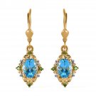 3.15ctw Marambaia Topaz & Chrome Diopside Earrings Vermeil RG Over 925 Silver