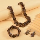 Handmade Genuine 928.15 ctw African Tiger's Eye Chips 3 Piece Set