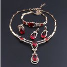 Hot Fashion 4 pc 18k Beautiful Red Jewelry Set - Red Austrian Crystal & CZ