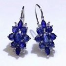3 ctw AAA Quality Natural Sapphire Hoop Earrings Platinum Over 925 Silver