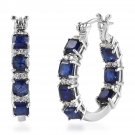 7.65ctw AAA Asscher Cut Masoala Sapphire Hoop Earrings Platinum Over 925 Silver 7.65ctw AAA Asscher Cut Masoala Sapphire Hoop Earrings Platinum Over 925 Silver