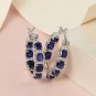 7.65ctw AAA Asscher Cut Masoala Sapphire Hoop Earrings Platinum Over 925 Silver