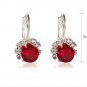 Leverback Red Classic Round Crystal Earrings-Look Like Real Stones