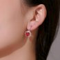 Leverback Red Classic Round Crystal Earrings-Look Like Real Stones