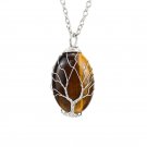 Natural Stone Tree of Life Oval Shaped Tigers Eye Pendant on 18in Chain Natural Stone Tree of Life Oval Shaped Tigers Eye Pendant on 18in Chain