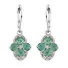 WOW 3 ctw AAA Kagem Zambian Natural Emerald Dangle Earrings 925 Sterling Silver WOW 3 ctw AAA Kagem Zambian Natural Emerald Dangle Earrings 925 Sterling Silver