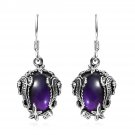 15.25ctw Artisan Crafted African Amethyst Solitaire Earrings 925 Sterling Silver