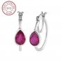 3.70 ctw AAA Natural Niassa Ruby Hoop Earring Platinum Over 925 Sterling Silver