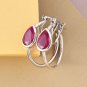 3.70 ctw AAA Natural Niassa Ruby Hoop Earring Platinum Over 925 Sterling Silver