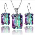 Awesome Retro Rainbow Crystal Earrings and Necklace Set