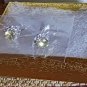 Silver Tone Leverback Round Yellowish Clear Crystal Earrings