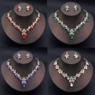 Exquisite 2 pcs Flower Earrings Necklace Red, Green & Blue Crystal Jewelry Set Exquisite 2 pcs Flower Earrings Necklace Red, Green & Blue Crystal Jewelry Set