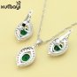 Unique 4 pc 925 Silver Created Green Emerald Jewelry Set - 8, 9 ring size