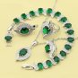 Unique 4 pc 925 Silver Created Green Emerald Jewelry Set - 8, 9 ring size