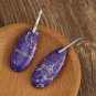 Bohemian Style Teardrop Shape Purple Turquoise Dangle 925 Silver Earrings