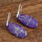 Bohemian Style Teardrop Shape Purple Turquoise Dangle 925 Silver Earrings