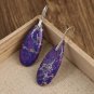 Bohemian Style Teardrop Shape Purple Turquoise Dangle 925 Silver Earrings