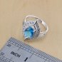 Unique 4 pc 925 Silver Created Blue Topaz Jewelry Set - 8, 9 ring size