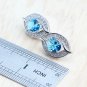 Unique 4 pc 925 Silver Created Blue Topaz Jewelry Set - 8, 9 ring size