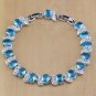 Unique 4 pc 925 Silver Created Blue Topaz Jewelry Set - 8, 9 ring size